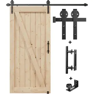 6FT Sliding Barn Door Hardware Track Kit & Handle, Big Industrial Spoke Wheel Pulley, Wall Mount, Slide Smoothly Quietly, Easy Install, Black 72" Track Fits 32-34" Wide Opening (No Door)