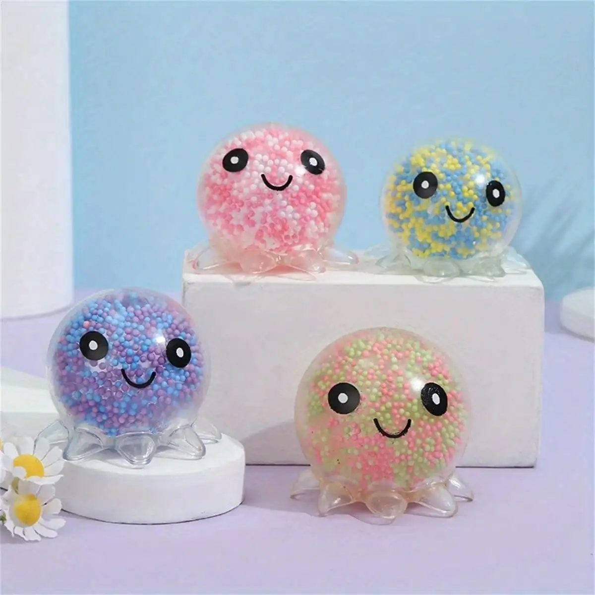 Soft-Touch Bubble Texture Octopus Animal Ball Stress Relief Toy - Unisex Quiet Anxiety Fidget Toy, Random Color for Stress Management, Animal Ball Stress Relief Toys