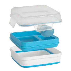 COOL GEAR 2-Pack Large Expandable To-Go Salad Kit Lunch Containers Rectangle & Square 52 oz Bowl 3 Compartments Salad Toppings 2 oz Dressing Bottle Leakproof Bento Meal Prep Airtight Lid Dishwasher Safe
