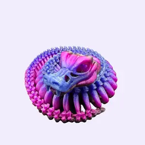 Bone Snake Fidget 3D Printed Purple and Green Design Unique 3D Printed Fidget Toy for Stress Relief and Focus Improvement Compact Portable Decor Ornaments - Decoration