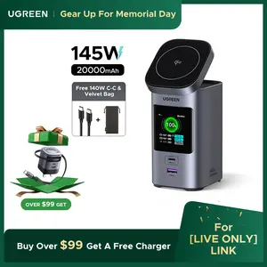 【LIVE ONLY】UGREEN Nexode Power Bank 20000mAh 145W PD 3.0 Portable Charger 72Wh Qi2 Certified 15W Wireless Fast Charging Magsafe Battery Pack 2C1A with TFT Display for iPhone 17/16 Series/MacBook/iPad,September Restock,TikTokShopHolidayHaul