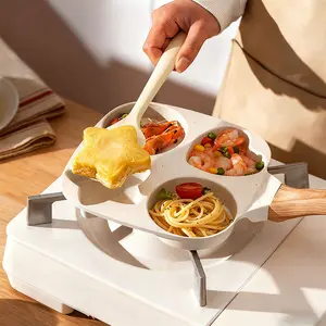 Non-stick Star Hole Design Egg Frying Pan, 4 Hole Skillet with Handle,Multifunctional Cooking Accessories, Breakfast Egg Toast Bread Food, Kitchen Cookware