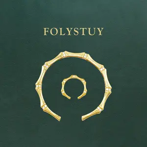 [Adjustable brushed bamboo bracelet set with diamonds]【FOLYSTUY (YNT09、YNT03)】Adjustable brushed bamboo bracelet set with diamonds, Unisex, Fashion Trends