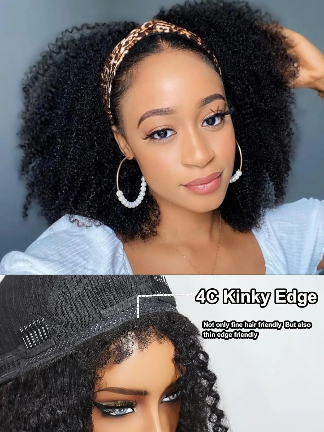 half wig curly hair】 Kinky Curly Half Wig Human Hair 3 In 1  display picture 1