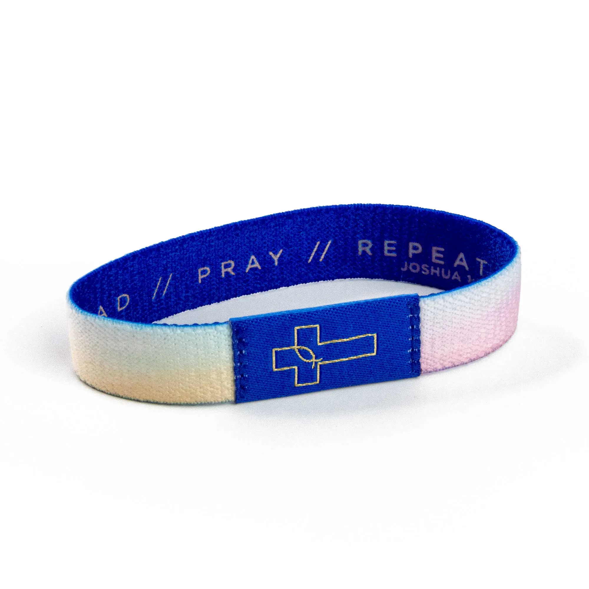 READ // PRAY // REPEAT - Joshua 1:8" - Blue - Logos Tap Stretch Bracelet