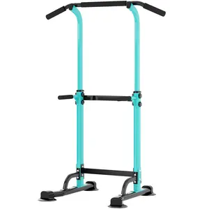 Power Tower Dip Station Pull Up H-Shaped Base Height Adjustable 330lbs Multi-Level Suction Cups 10 Levels for Home Fitness Equipment