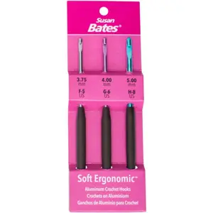 Silvalume Soft Ergonomic Crochet Hook Set-Sizes F5/3.75mm, G6/4mm, And H8/5mm 12693