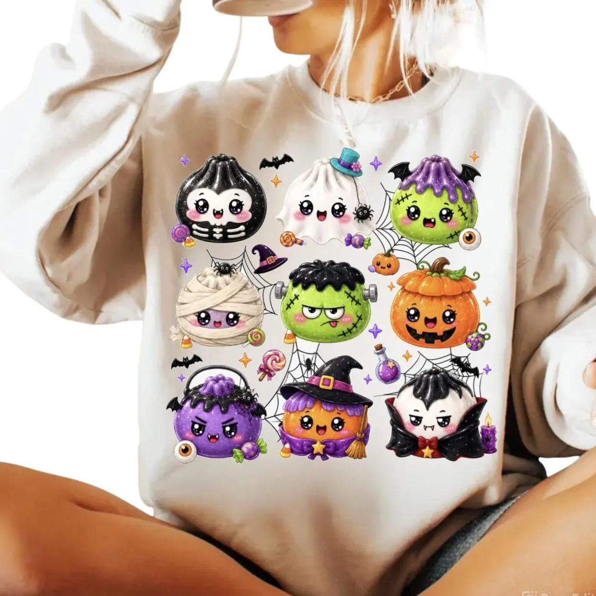 Cute Dumpling Chicken Nuggets Sweatshirt Or T-Shirt, Halloween Nuggets Shirt, Spooky Vibes Gifts, Halloween Shirt, Halloween Gift, Spooky Nuggets Tee