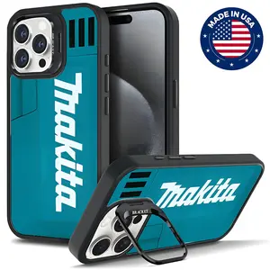 MAKITA TOOL Aesthetic Design Pattern Casing For iphone 16 15 14 13 12 Plus Pro Max Flaunt Mobile Phone Case Hard TPU Tough Metal Lens frame Film With Bracket Drop Protection Shockproof Protector Vintage Fashion Trend Anti-scratch Smartphone Cove Custom