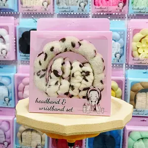 3Pcs Wash Face Headband for Women Sponge Headbands Wrist Strap Makeup Bubble Soft Hairband Girls Hair Accessories Headwear