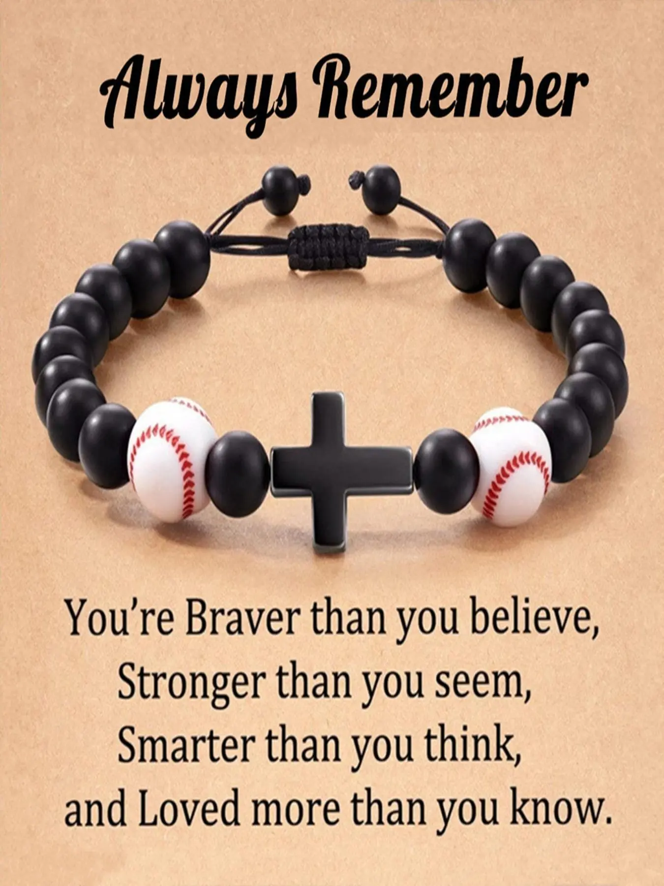 Cross & Baseball Beaded Bracelet, Adjustable Beaded Design, Adjustable Bracelet, Fashionable Bracelet, Fashion Bracelet for Men & Women for Daily Clothing Decor, Jewelry for Birthday Gift, Religious Jewelry Gift