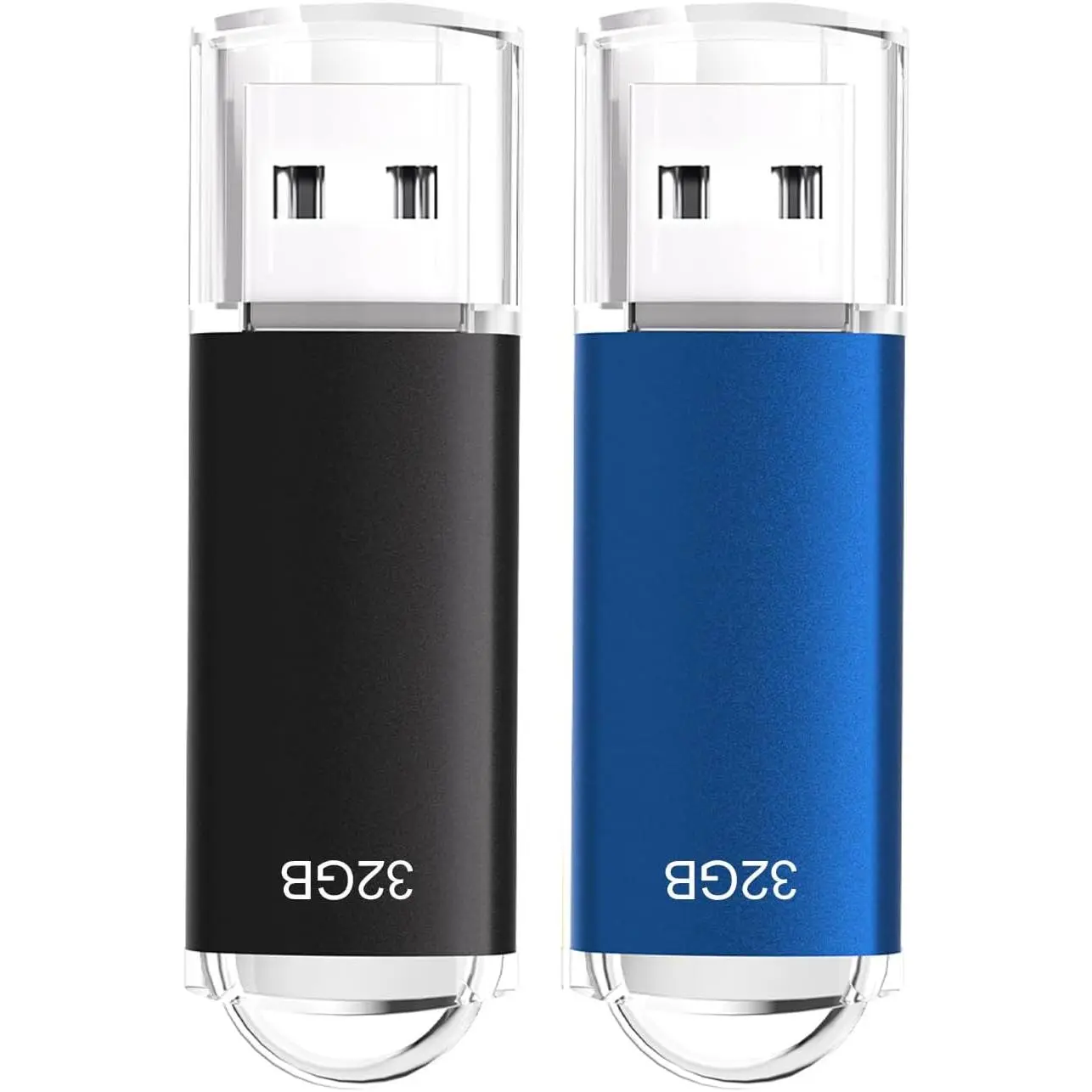 32GB USB 2.0 Flash Drives Thumb Drives Memory Stick Jump Drive Zip Drive, 2 Pack Mixed Colors: Black Blue