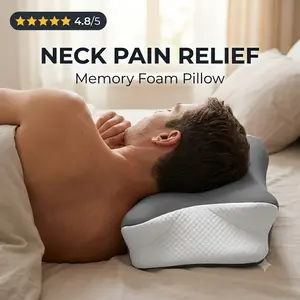 Cervical Neck Pillows with Memory Foam - Neck Pillows for Pain Relief Contour Memory Foam Pillows Ergonomic Neck Support - Adjustable Orthopedic Bed Pillows with Breathable Pillowcase for Sleeping summerwins bolster supportive cooling ergonómica almohada