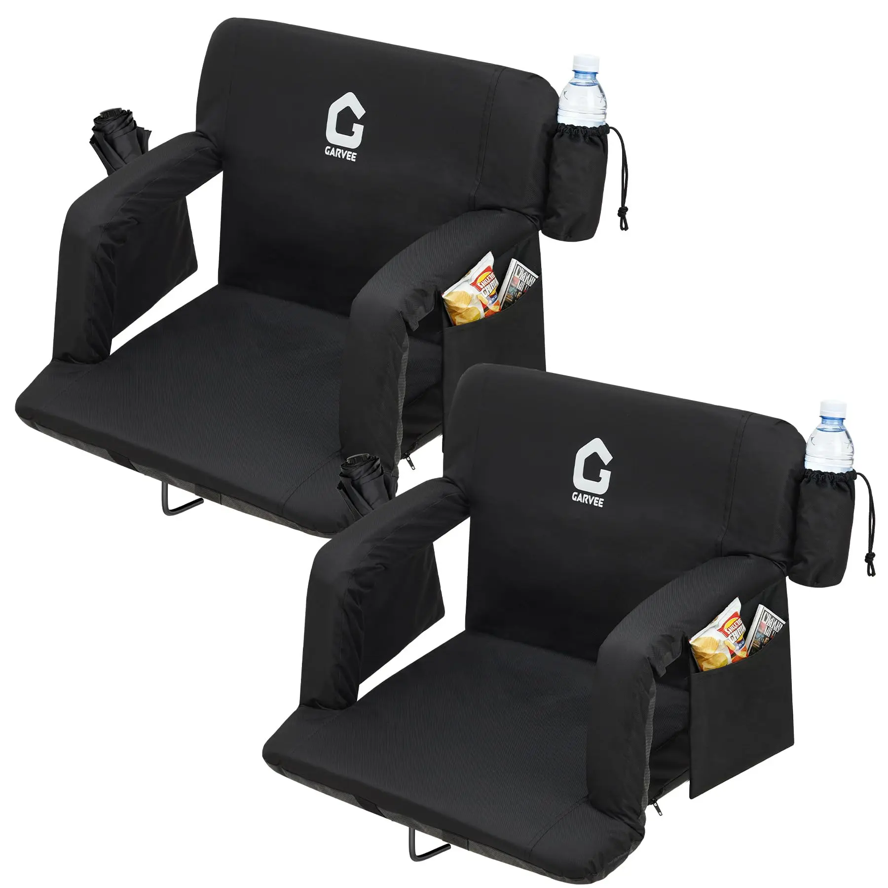Wide Stadium Seats for Bleachers with Back Support, 6-Position Adjustable Bleacher Chairs with Armrests, Cup Holder & Thick Cushion, Large Pockets for Outdoor Sports & Concerts