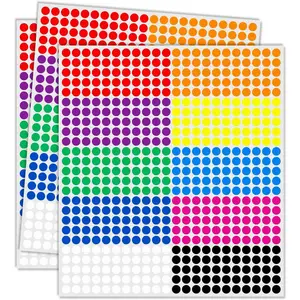 1/4" Small Colored Dot Stickers 2750 count Round Circle Stickers  Mini Little Colored Coding Labels (Colorful)