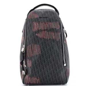 Pre-owned Dior Canvas Coated Backpacks Christian Sling Backpack Stitched Darklight Coated Canvas by Rebag
