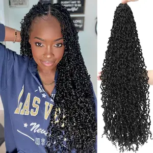 Boho Majesty Twist Crochet Hair 26" - 8 Packs Black Pre Twisted Mini Passion Twist Crochet Hair Curly Senegalese Dreadlocks Extensions Pre-looped Yanky Twist Braids for Women Synthetic