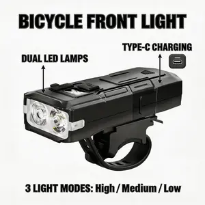Rechargeable Bike Front Light High Lumens LED Headlight Outdoor Cycling Safety Lamp for Night RidingBike Light for Night Riding,Bicycle Headlight & Taillight, Multiple ModesUSB C Rechargeable LED Bright Bike Headlights for Cyclists and Commuters