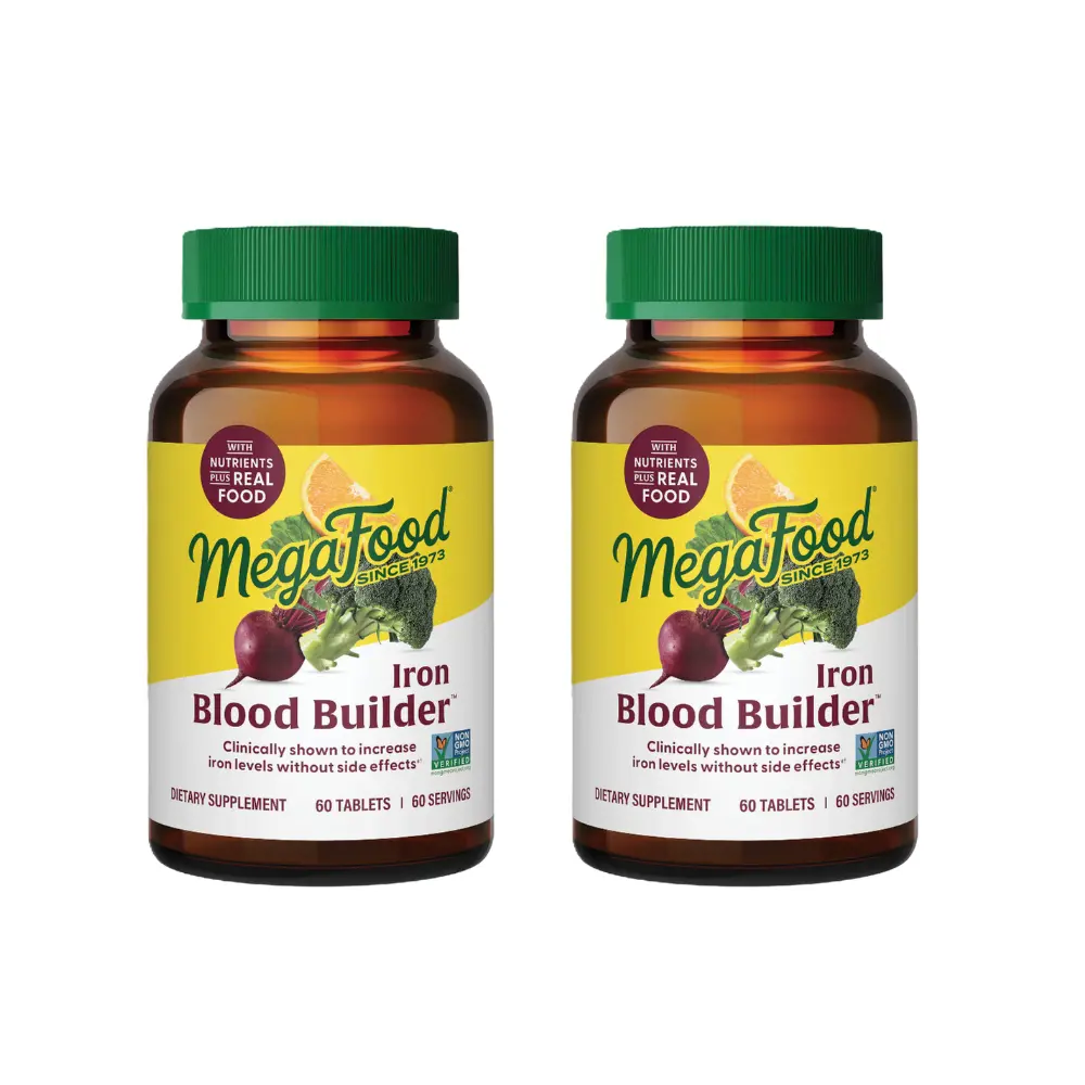 MegaFood Blood Builder Organic Gentle Iron Vitamins Supplements - Clinically Shown to Increase Iron Levels, Gentle on the Stomach, 60 Servings Vitamin Dietary Supplement