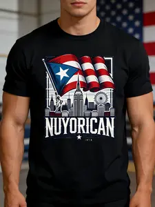 Nuyorican New York City Puerto Rican Flag Backdrop Boricua T-Shirt, Suitable for Mens & Womens Outdoor T-Shirt, 100% cotton, S-XXXL