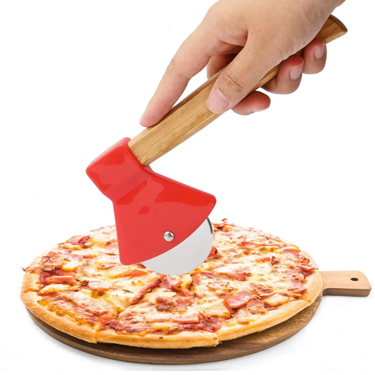 Pizza Cutter, 1 Count Stainless Steel Cutting Pizza Slicer with Wooden Handle, Pizza Tool, Kitchenware, Kitchen Utensils & Gadgets, Pasta, Kitchen Cooking Accessories