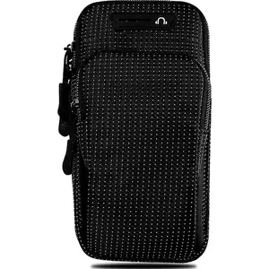 Running Armband Phone Holder, Water Resistant Arm Bands for    Card , 2 Pockets Plus Size Elastic Band Phone Pouch for Running Exercise Gym Walking Women Men Under 7.5 Inch