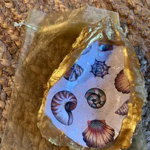 Seashell Oyster Shell Jewelry Trinket Dish Nature Gift Upcycled Recycled