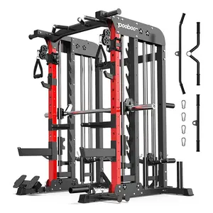 Multi-Functional Machine Power Cage, 2000LB Squat Rack, LAT-Pull Down System, Dual Pulley Cable Crossover System, Home Gym Workout Machine