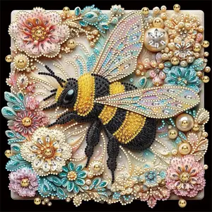 Self-made 5D flower bee diamond painting set, with special-shaped crystal inlay and chain splicing technique, suitable for home decoration and festival gifts