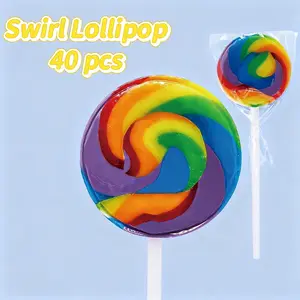 Swirl Lollipop, Rainbow Lollipops Individually Wrapped Bulk, Kid's Lollipops Candy for Birthday, Mixed Fruit Flavor 40 Pack