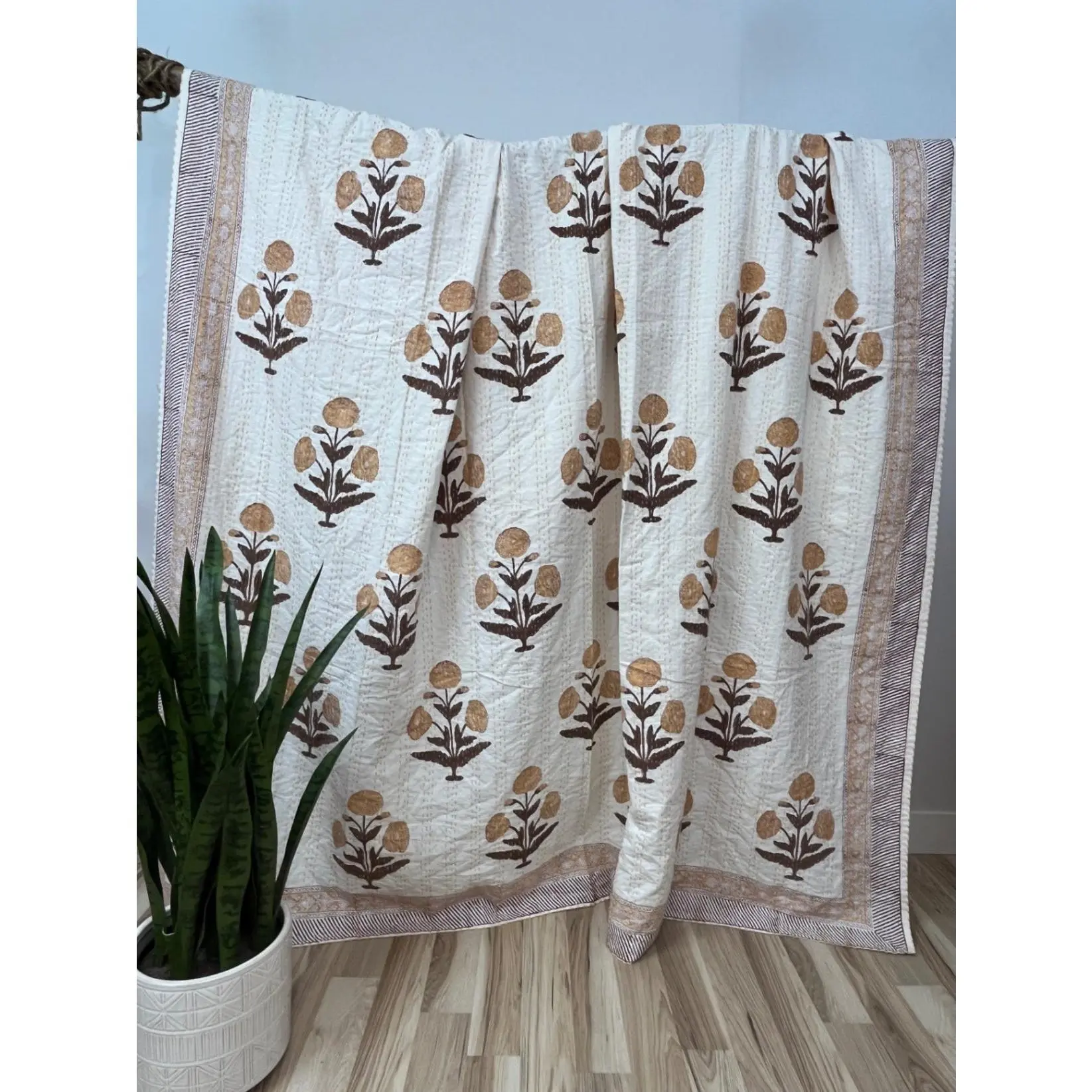 Block Print Cotton Kantha Quilt