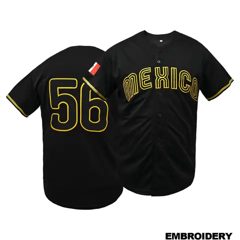 MEXICO Style Men's Baseball Shirt, Stylish Short Sleeve Jersey, V-Neck Loose Fit Casual Sportswear, Breathable Knit Fabric, Embroidery Design, Ideal for Competition & Training, Unisex, All Seasons, Sportswear Clothing
