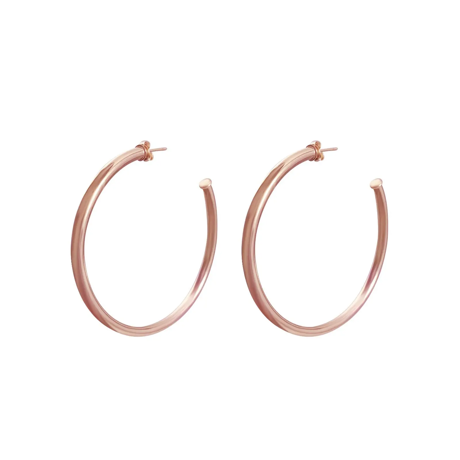 2.5 Inch Rose Gold Filled Hoop Earrings for Women | Open Ended Screw Back Hoops