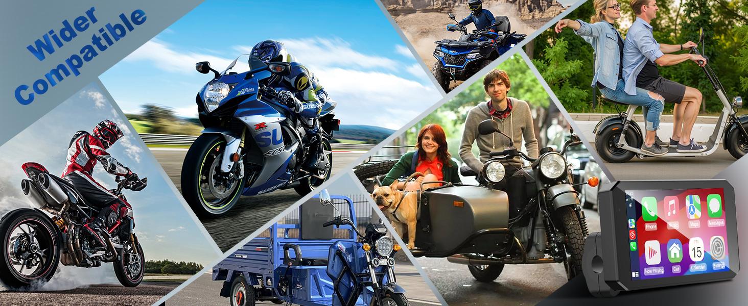 HURRA Motorcycle Carplay Android Auto with 5.5" Waterproof Touchscreen, TPMS, Millimeter Wave Radar, GPS Navigation,Dual 2K Dash Cam,BT,Real-time Alerts,OTA Updates,Quick Release Anti-Theft Mount