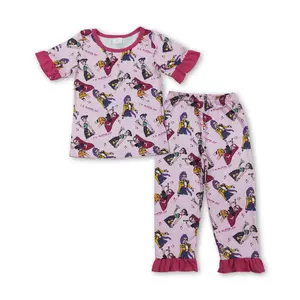 Kids Girl Cartoon Pajamas Set Hot Pink Funny Movie Spring Fall Pants Set Sleep Wear Clothes GSPO2121