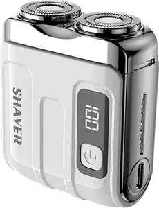 2026 Portable Rotary Dual Ring Electric Shaver,Beard Trimmer,Portable Wet Dry Shaving Rechargeable Shaver, Ideal for Home and Travel, Efficient Electric Shaver for Smooth, Comfortable Shaving
