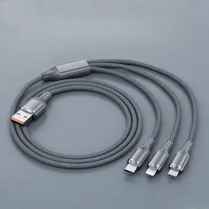 100W Multi-purpose Fast Charging Data Cable, Multifunctional 3 in 1 Fast Charging Cable, Phone Accessories for Huawei, Apple, Android, Electronic, Fast Charging Supported