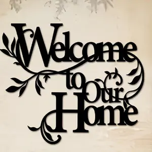 Welcome To Our Home Letter Pattern Wall Decor, Home Decor Products, Metal Wall Art, Wall Hanging Decor for Home Living Room Bedroom Garden, Signs