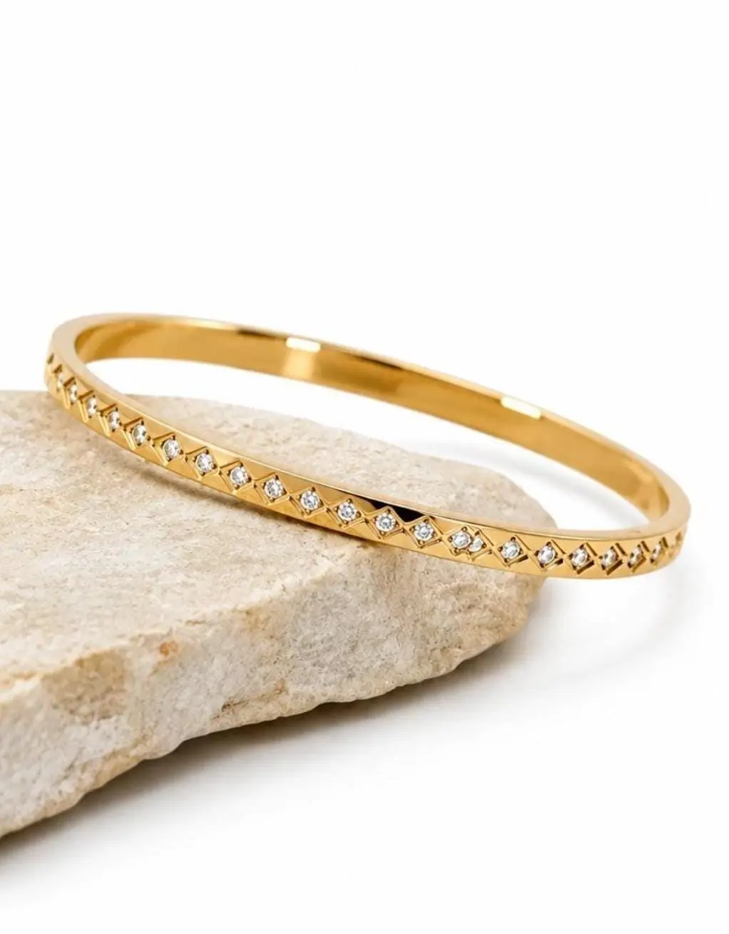 Clarisse Bracelet — 18K Gold Dainty CZ Stone Bangle