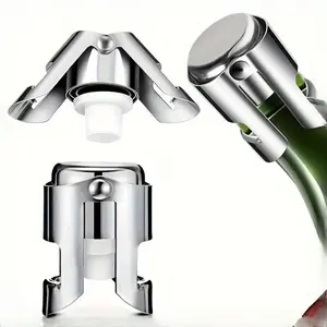 Stainless Steel Champagne Stopper, Dual Clasp Bottle Seal, Sparkling Wine Preserver, No Rust, Freshness Keeper, Bar Utensils