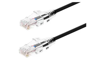 Monoprice Cat6 Ethernet Patch Cable - 5 feet - Black | Snagless RJ45 Stranded 550MHz UTP CMR Riser Rated Pure Bare Copper Wire 28AWG - SlimRun Series