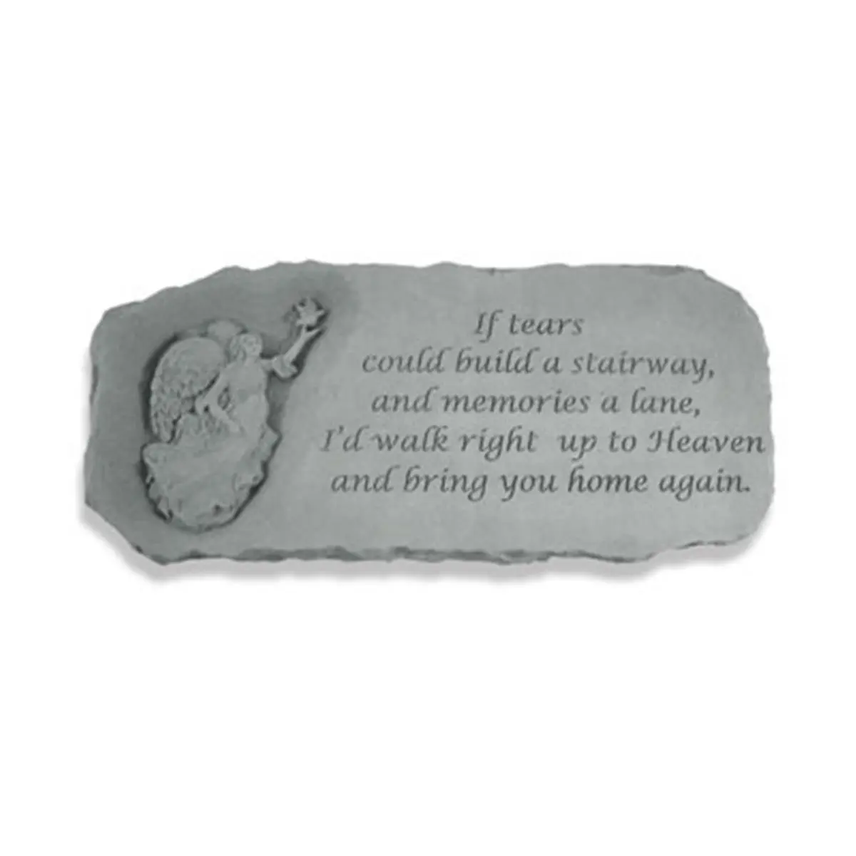 Kay Berry Inc. "If Tears Could Build A Stairway" Cast Stone Angel Memorial Bench, Single-Seat Weatherproof Outdoor Furniture, Includes Legs, 29x12x15" Home Decor Piece