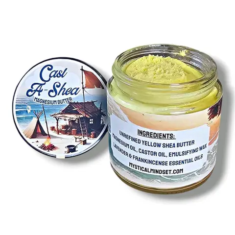 Cast-A-Shea Magnesium Body Butter - Organic, Natural, Castor, Shea, Oils, Moisturizing, Cleansing, Anti-Bacterial with Castor Oil, Moisturizer, Calming, Daily, Comfort, Skin Repair, Skincare