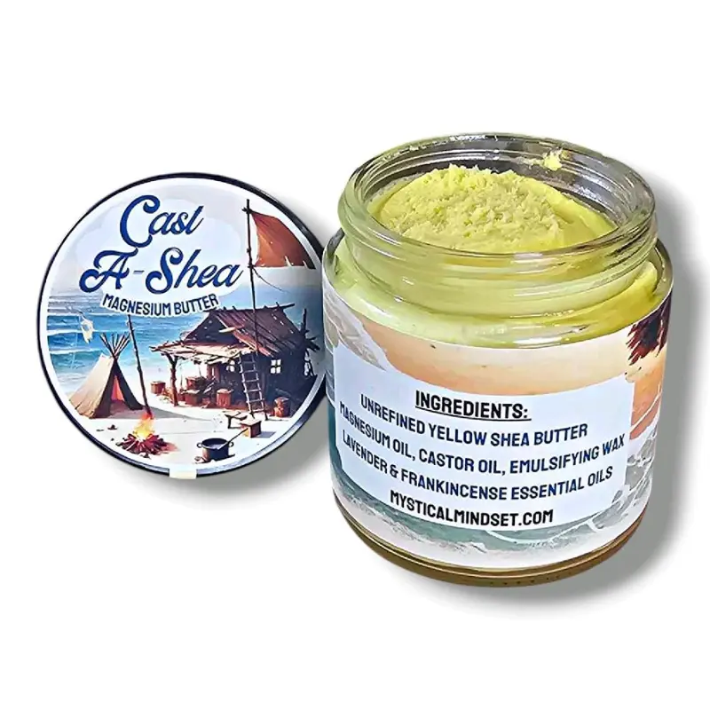 Cast-A-Shea Magnesium Body Butter - Organic, Natural, Castor, Shea, Oils, Moisturizing, Cleansing, Anti-Bacterial with Castor Oil, Moisturizer, Calming, Daily, Comfort, Skin Repair, Skincare