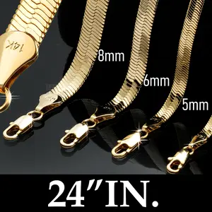 24" Herringbone Necklace 4mm-11mm