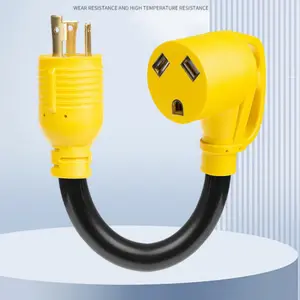 3 Prong RV Generator Adapter Cord,30 Amp 125V Generator to RV Adapter with 1FT, Heavy Duty SJTW 10/3 Cord, Yellow