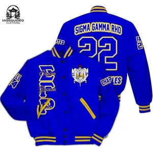 Ireishprint Sigma Gamma Rho Custom Chapter Varsity Jacket, Personalized Royal Blue Duo Colors Jacket Since 1922 Sorority Jacket