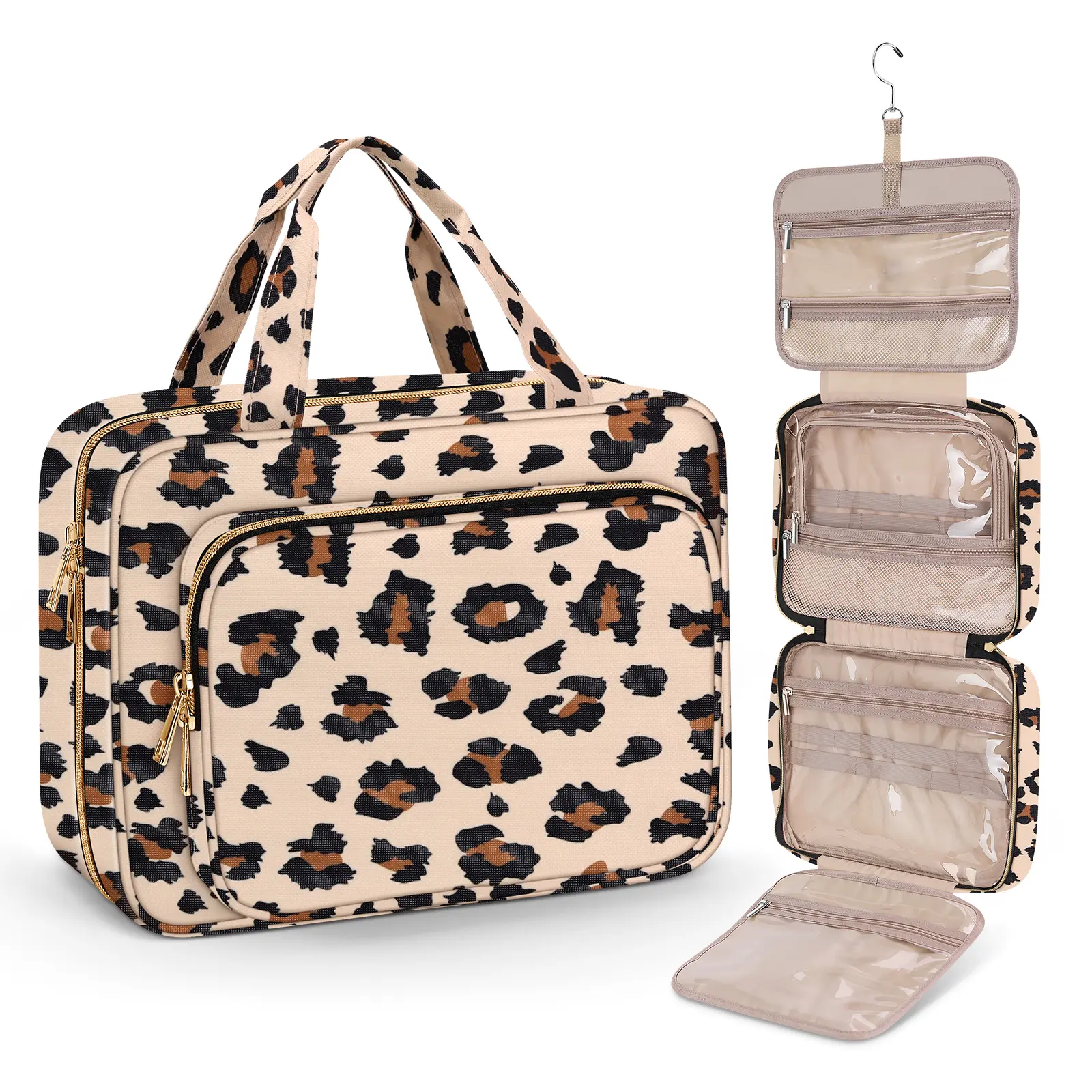 Wedama Toiletry Bag with Hanging Hook, Cruise Travel Cosmetic Makeup Organizer, Portable Partitioned Storage Large Capacity Multifunctional Weekender Gift Waterproof