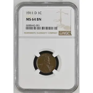 1911 D LINCOLN WHEAT CENT NGC MS 64 BN Certified Coin