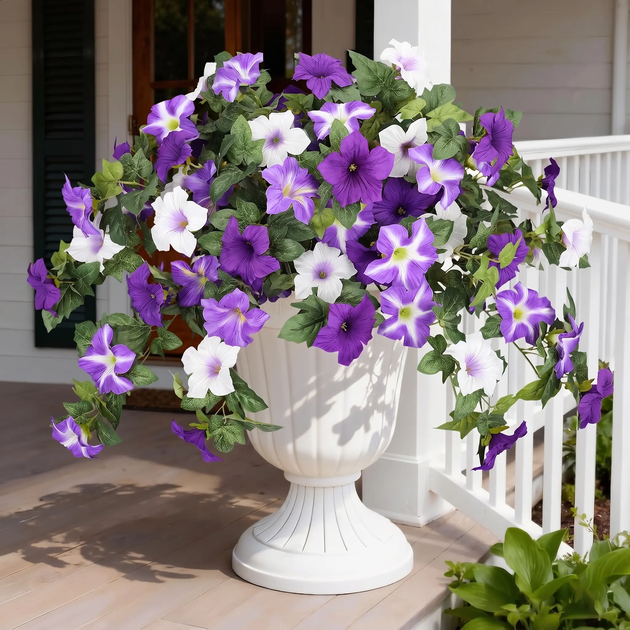 Chessie 2-Piece Decorative Casual Artificial Flowers Set, UV-Resistant Fake Petunias for Outdoor Planters, Realistic Faux Plants for Garden Porch, Indoor Room Decor